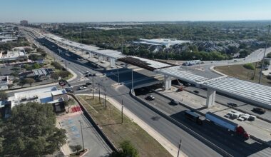 The Texas Department of Transportation is expected to complete new elevated lanes along I-35 just south of Hwy. 71 by 2028. (Courtesy Texas Department of Transportation)