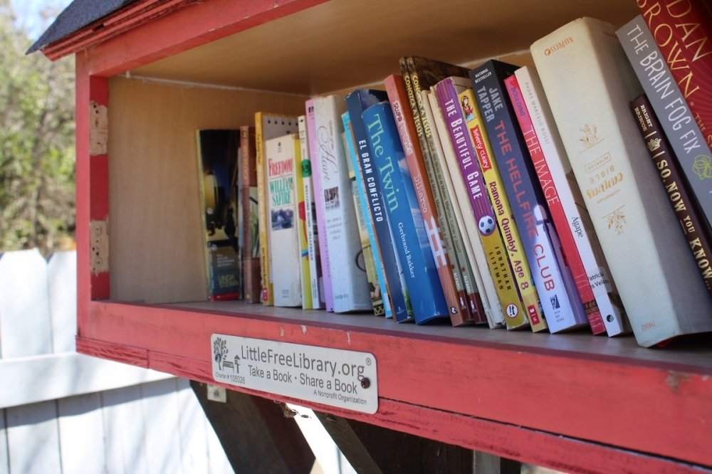 The new Little Free Library book-sharing box in Schertz is situated at 514 Aviation Ave. (Andrew Creelman/Community Impact)