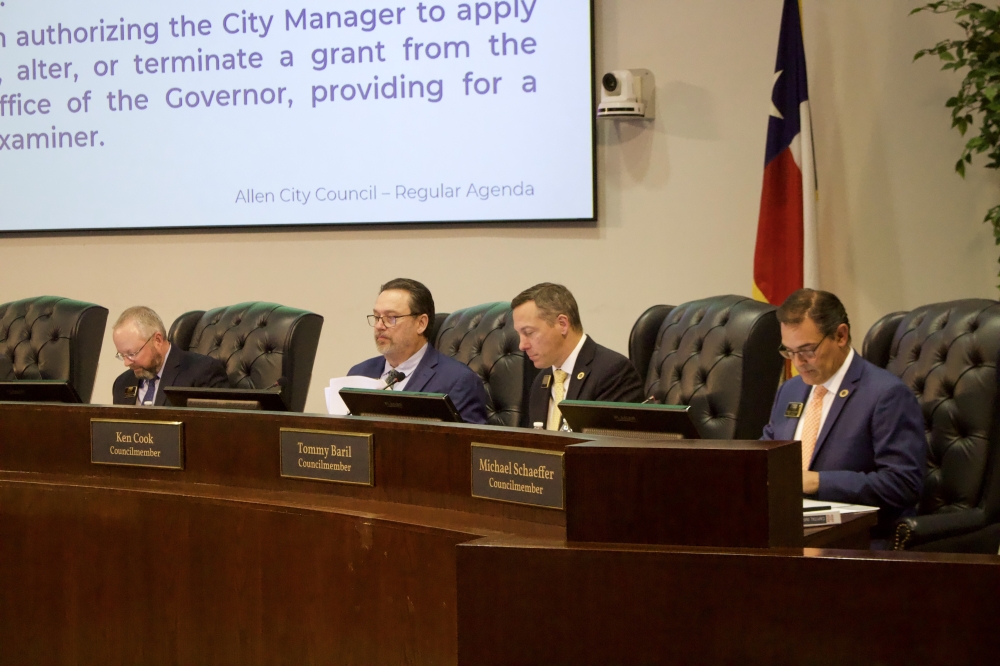 Members of Allen city council in a meeting