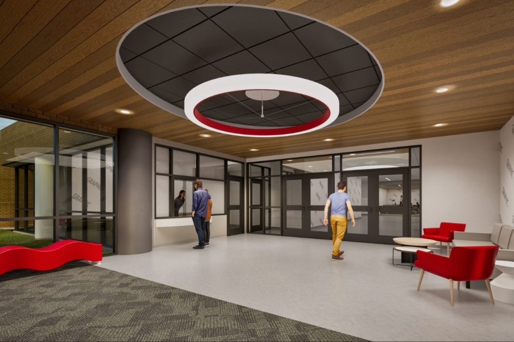 Rendering of redesigned entryway to Curtis Middle School