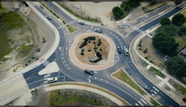 Kelly Lane has undergone several phases of improvement over the past few years. Pictured is a roundabout constructed during Phase 2. (Courtesy city of Pflugerville)