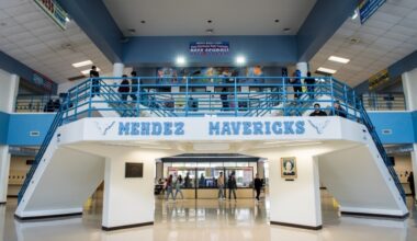 The inside foyer of Mendez Middle School