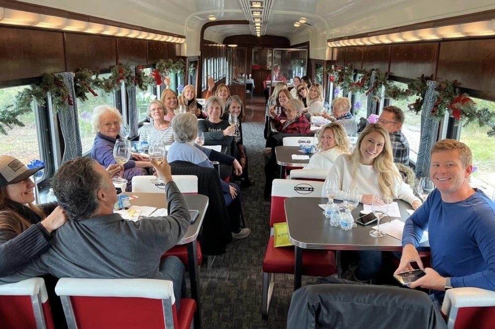 The Austin Steam Train Association invites adults 21 and older to board the vintage train cars for a Texas Wine Flyer ride. The ride will include a wine tasting aboard. (Courtesy Austin Steam Train Association)