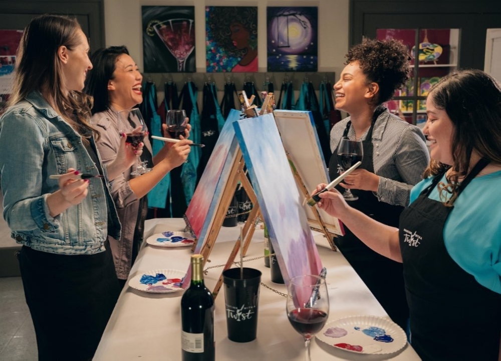 Painting with a Twist offers classes and themed painting events where guests can enjoy their own adult beverages. (Courtesy Painting with a Twist)