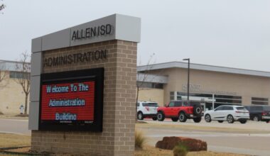 Image of the Allen ISD Administration sign at 610 E. Bethany Drive in Allen.