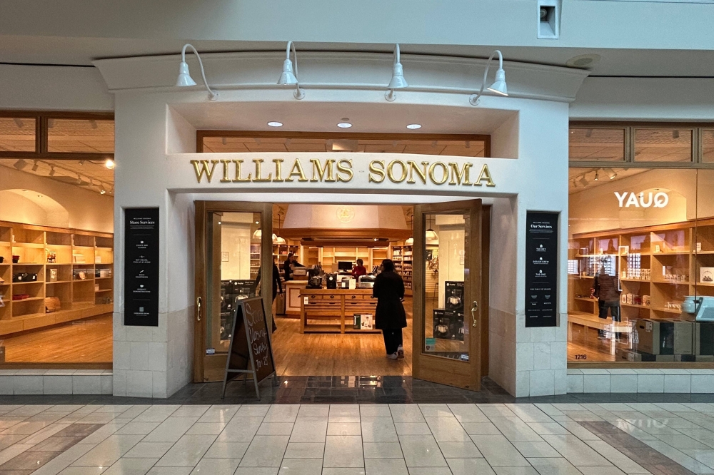 Exterior of a store in a mall featuring Williams Sonoma signage.