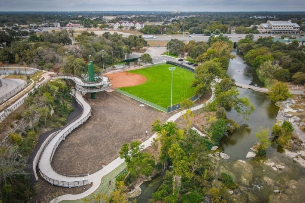 The city of Round Rock recently completed a spiral ramp addition to Heritage Trail West, one of several parks and trails projects underway in the city. Construction of Heritage trail East are slated to begin in August. (Courtesy city of Round Rock)