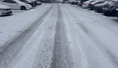 Snow-covered parking lot