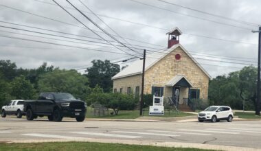 The intersection of School Street and Johns Road is planned to have a roundabout constructed. (Jarrett Whitener/Community Impact)