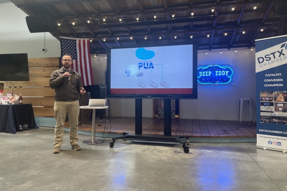 City officials gave the State of the City presentation at a Jan. 28 Dripping Springs Chamber of Commerce Luncheon. (Sienna Wight/Community Impact)