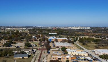 aerial photo of downtown allen