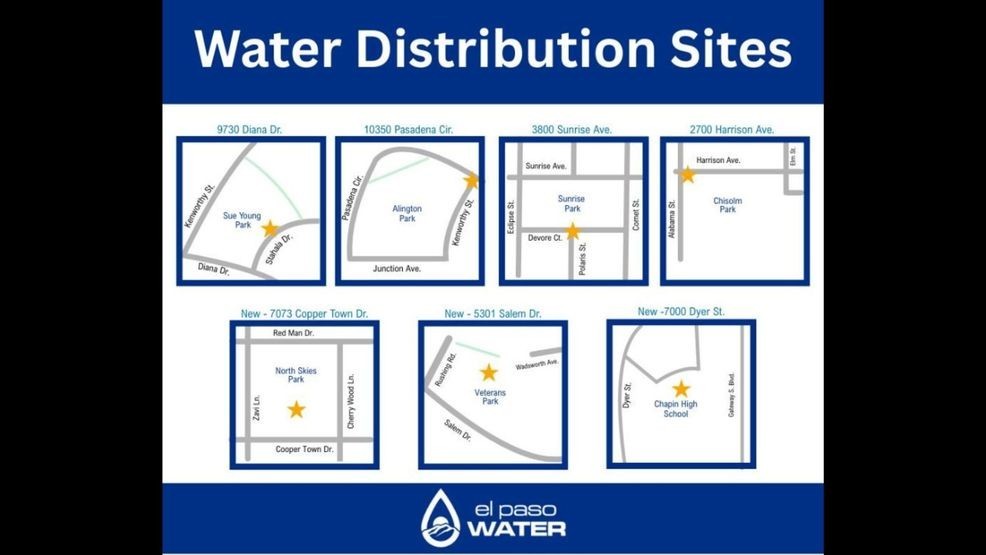 EPWater distribution sites set up after water main break in Northeast El Paso. Credit: EPWater via Instagram