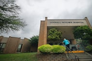 The exterior of Goodall-Witcher Hospital, in Clifton, TX, in April 2025.