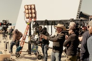 Creator Taylor Sheridan directs actors in season 1, episode 2 of "Landman."