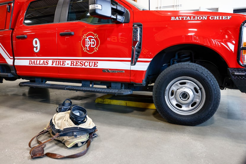 A Dallas Fire-Rescue battalion chief’s truck pictured at Fire Station 36, Thursday, Jan. 22,...