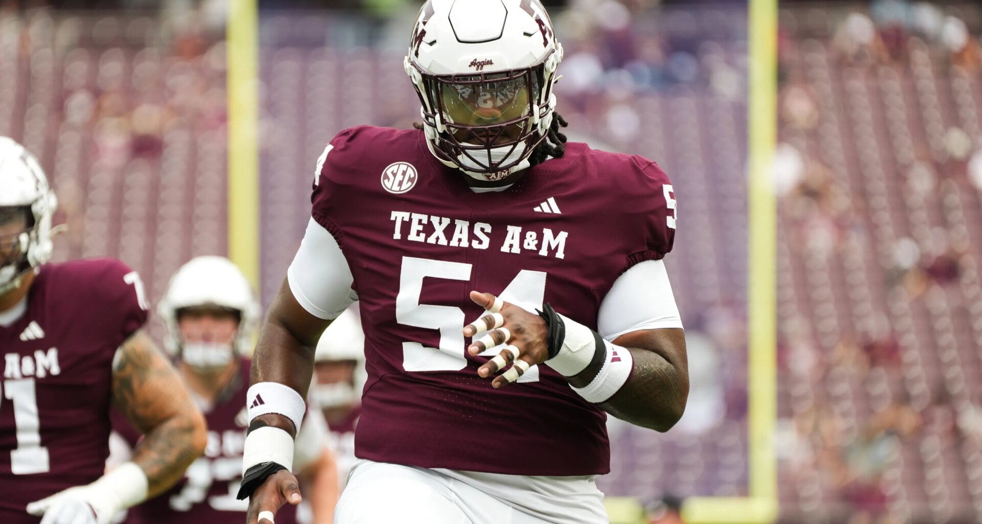 Texas A&M starting center Mark Nabou re-signed with the Aggies