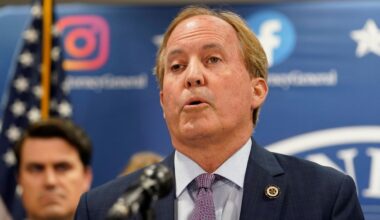 Texas state Attorney General Ken Paxton makes a statement at his office in Austin, Texas, Friday, May 26, 2023. (AP Photo/Eric Gay)