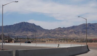 The Franklin Mountains loom over Fort Bliss, a vast military installation in the desert on the outskirts of El Paso. (AP Photo/Giovanna Dell'Orto)