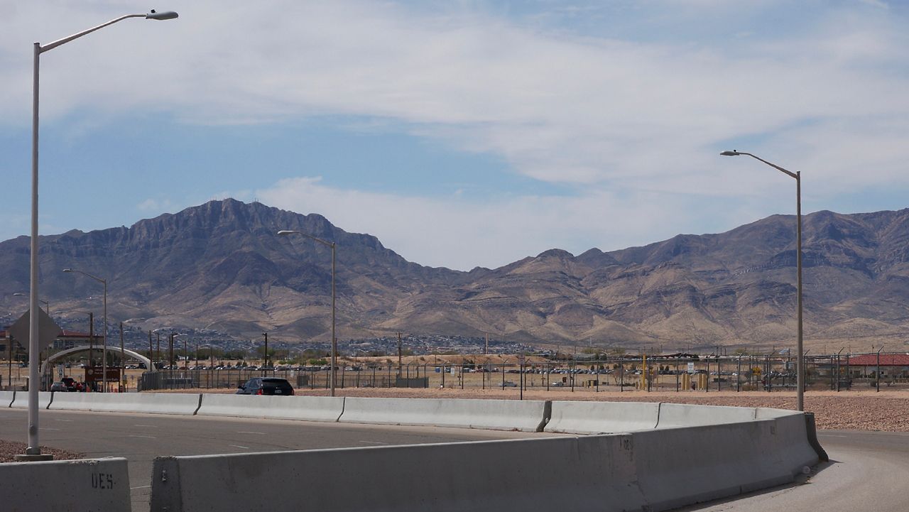 The Franklin Mountains loom over Fort Bliss, a vast military installation in the desert on the outskirts of El Paso. (AP Photo/Giovanna Dell'Orto)