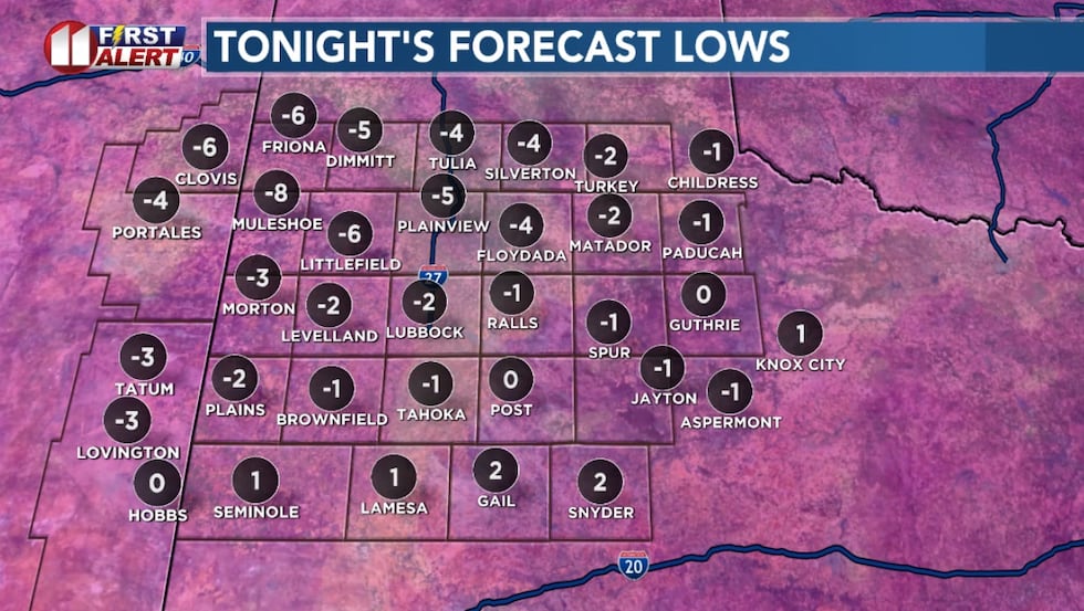 Forecast lows tonight