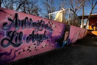 A large painted mural adorns a memorial for Amber Hagerman, the little girl who was abducted...