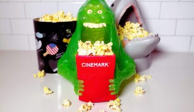 popcorn buckets filled with movie popcorn