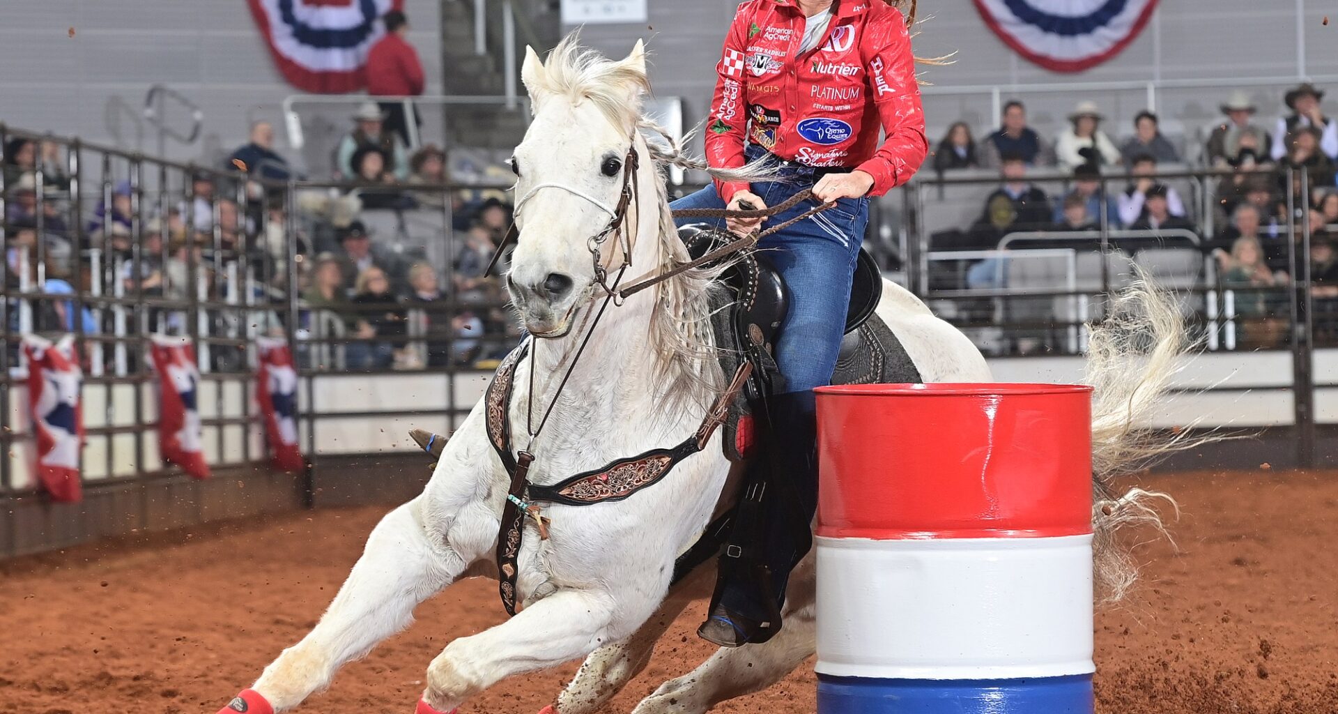 Emily Beisel turns a barrel at Fort Worth Rodeo