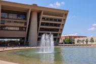 Dallas City Hall is seen alongside the Dallas Memorial Auditorium, Monday, Aug. 11, 2025.
