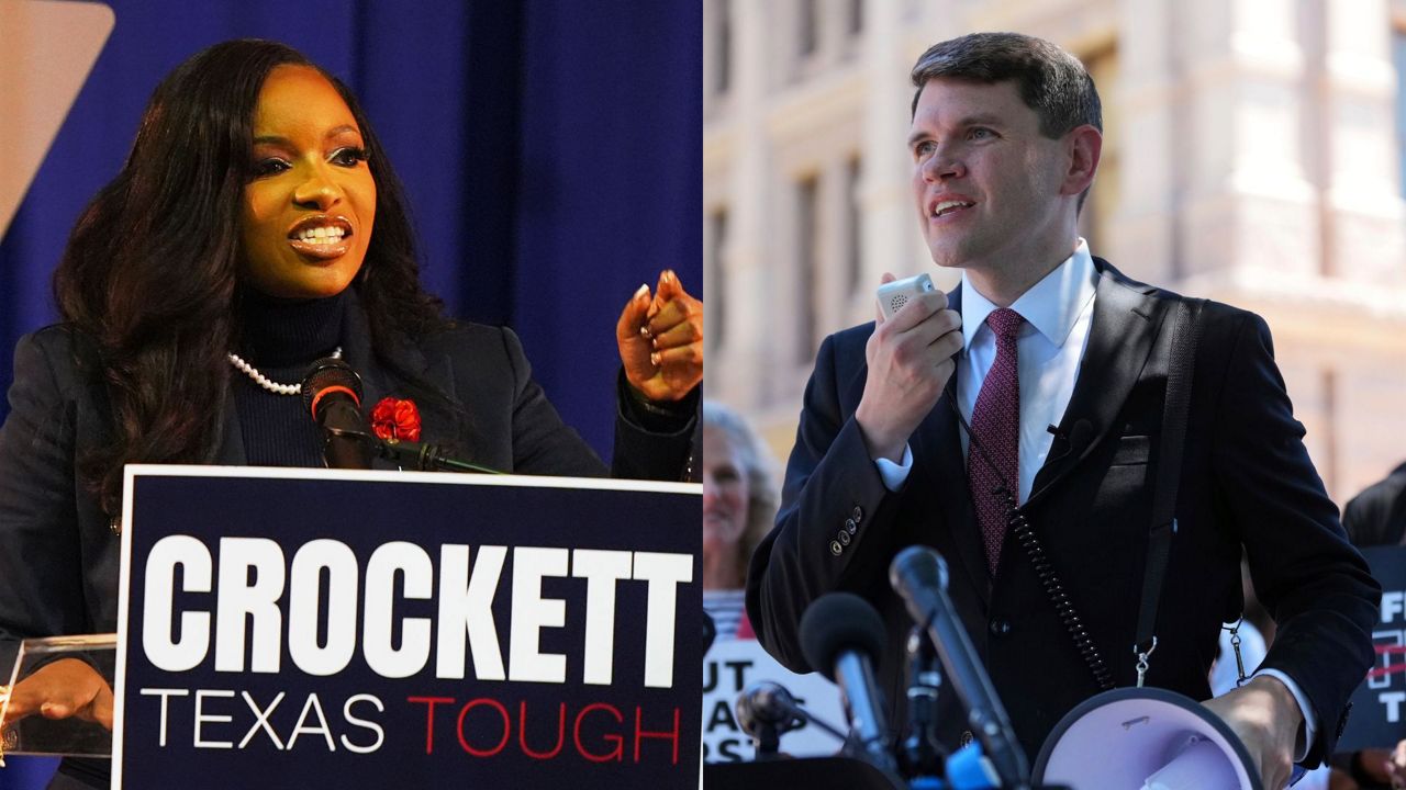 U.S. Rep. Jasmine Crockett, D-Dallas, (left) and state Rep. James Talarico, D-Austin, (right). (Associated Press)