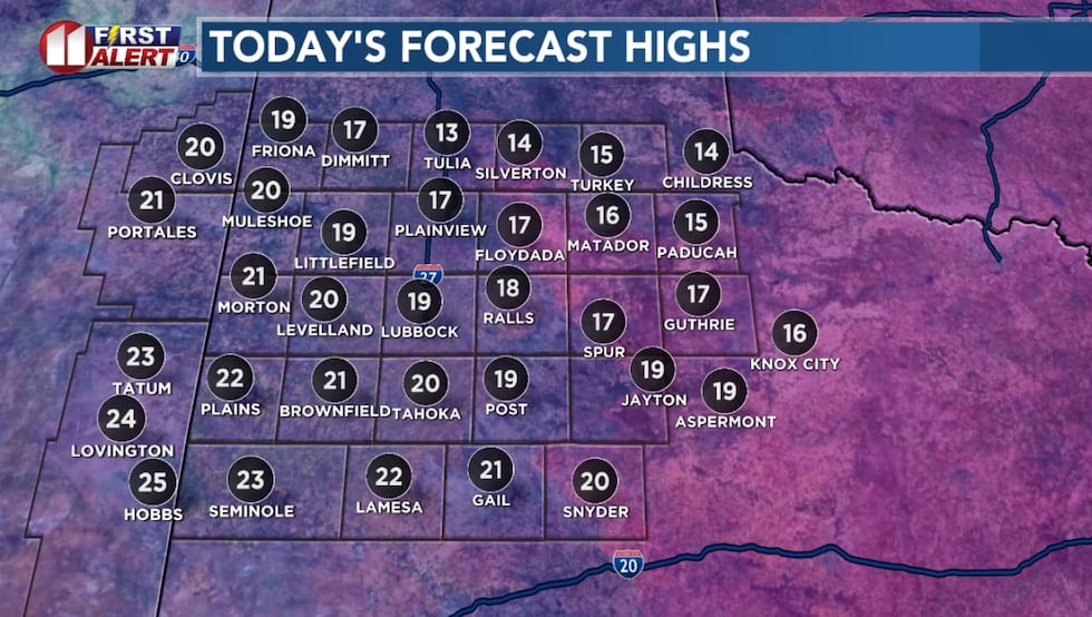 Forecast highs today