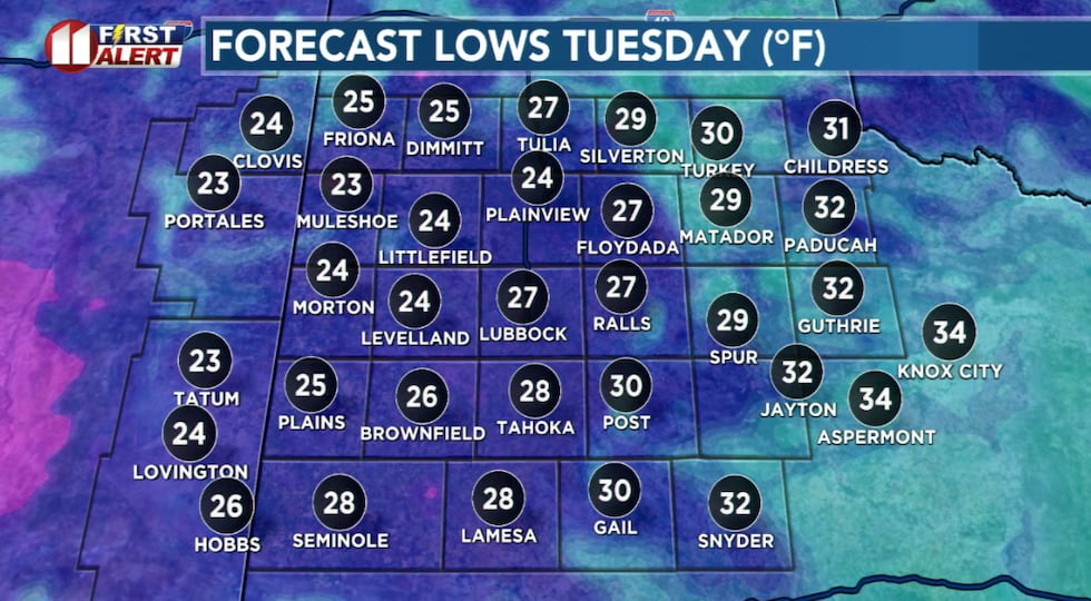 Another cold night with low temperatures near average for mid-January.