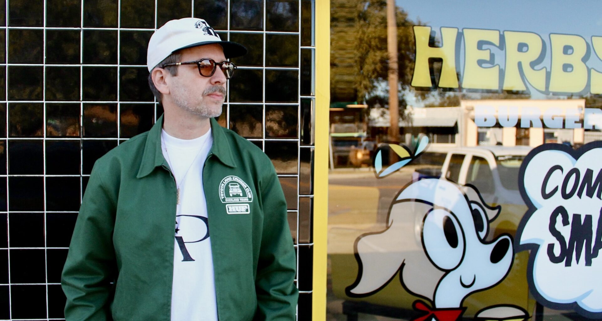 DJ Sober outside Herby's Burgers