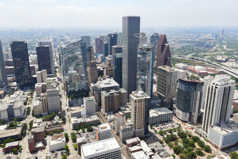 The downtown Houston skyline.