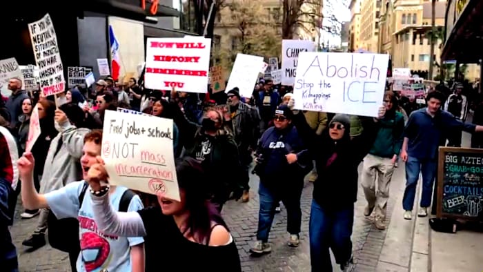 Hundreds protest in downtown San Antonio as part of nationwide day of action against ICE
