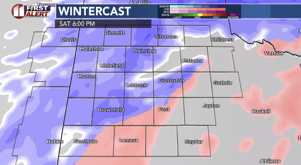 Computer model projection Saturday evening