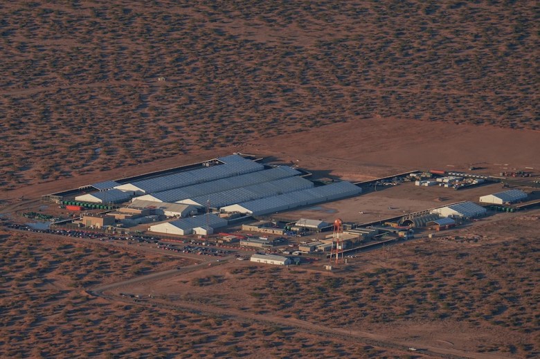 An aerial view of the East Montana Detention Facility, the ICE detention center built to house up to 5,000 people, at Fort Bliss in El Paso on Sept. 7, 2025.