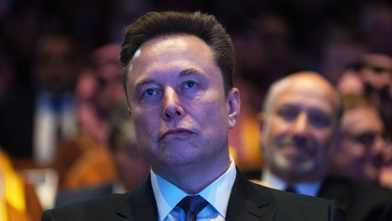 Elon Musk attends the Saudi Investment Forum at the Kennedy Center, Wednesday, Nov. 19, 2025, in Washington. (AP Photo/Evan Vucci)