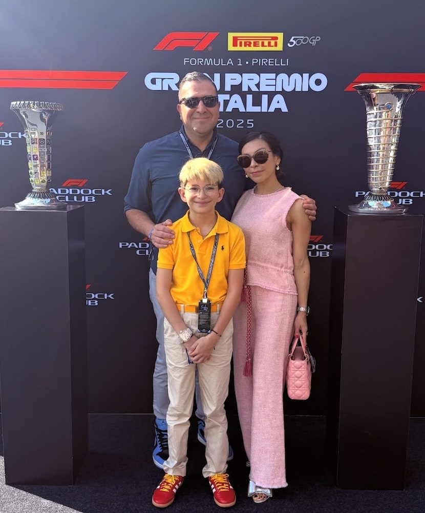 Liam Nachawati attending the 2025 Formula One Italian Grand Prix in Monza with his father, ...