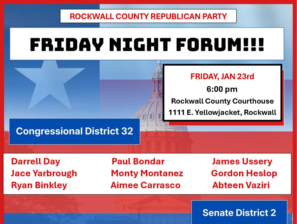 Friday Night Forum in Rockwall for Candidates in new Congressional District 32  – Blue Ribbon News