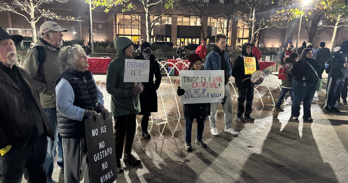 100 protesters gather in downtown Dallas, decrying U.S. involvement in Venezuela