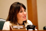State Rep. Gina Hinojosa, D-Austin, attends a meeting in 2019 at the State Capitol in...