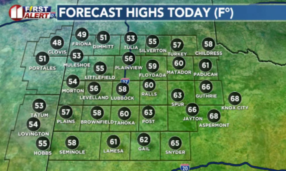 Ahead of the cold front, temperatures remain mild through early afternoon.