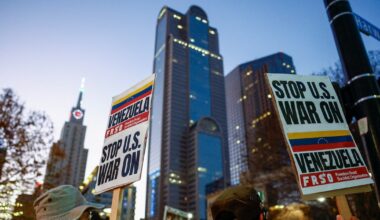 ‘No War With Venezuela’ protest begins in downtown Dallas after U.S. seizes Maduro