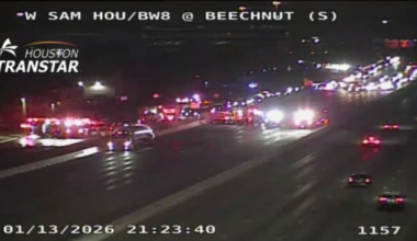 Northbound lanes of Beltway 8 at Bellaire Blvd shut down as hazmat crew responds to 18-wheeler fire