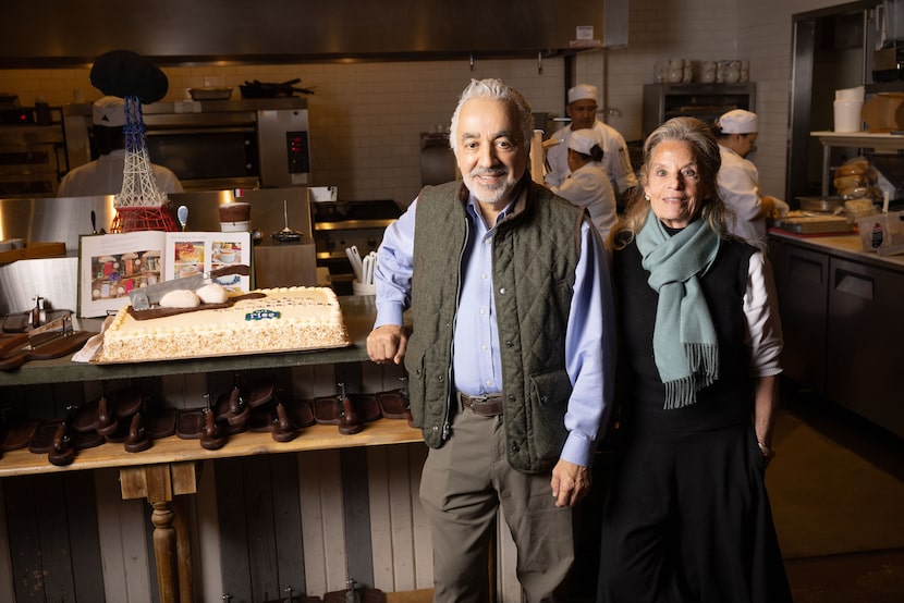 (From left) Cherif Brahmi, executive chef and co-owner, poses with Hedda Gioia Dowd, founder...