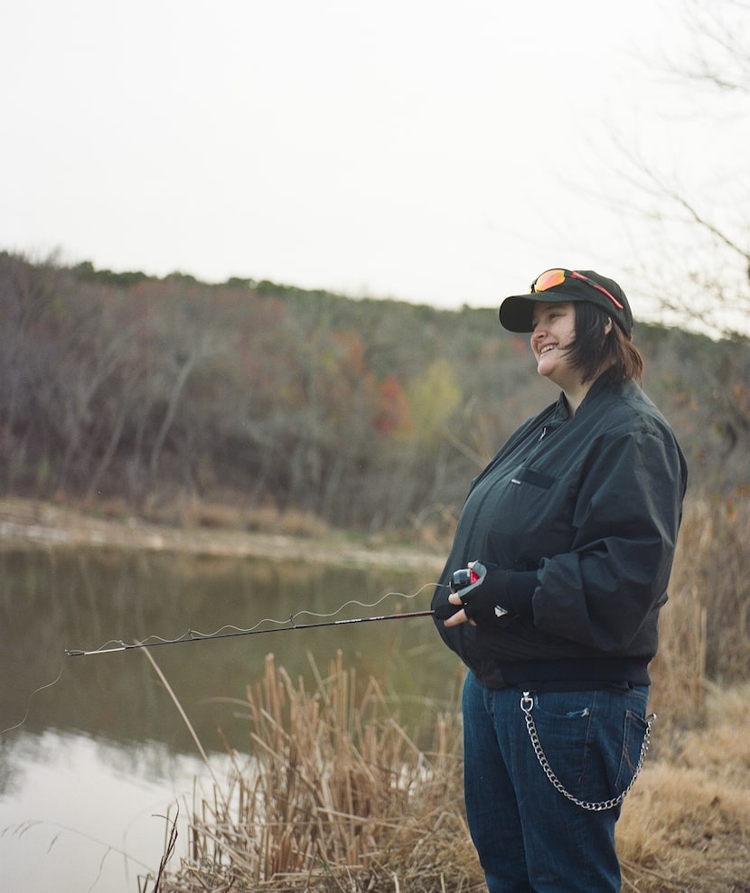 Jax Squire fishes on Monday, Dec. 15, 2025 at a creek outside of Graford, TX. 