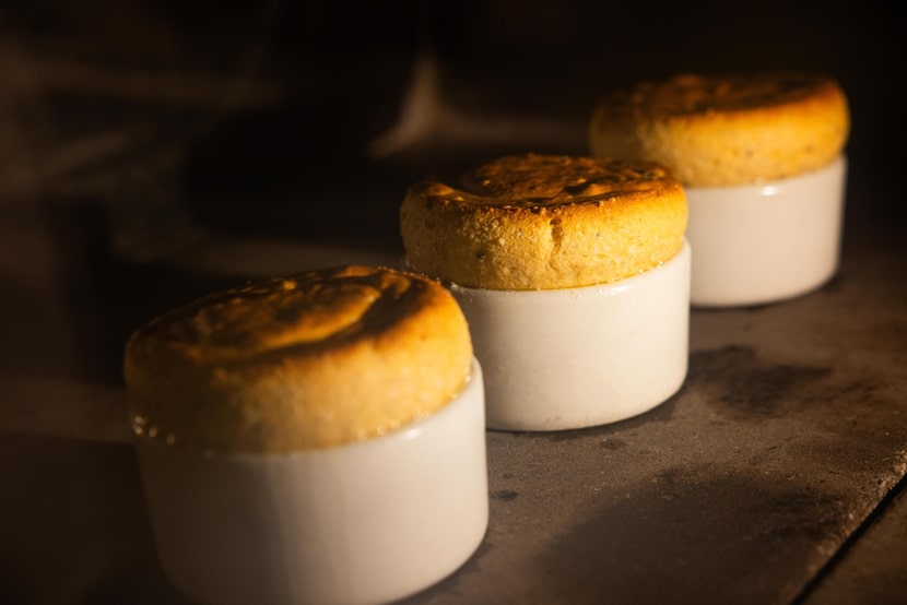 Frito Chili Soufflés rise as they bake in the oven that was custom made for the soufflé...