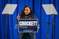 U.S. Rep. Jasmine Crockett addresses a rally where she announced she is running for U.S....