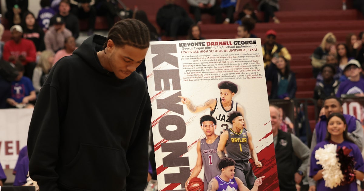 Utah Jazz guard Keyonte George honored by alma mater Lewisville prior to Friday’s matchup