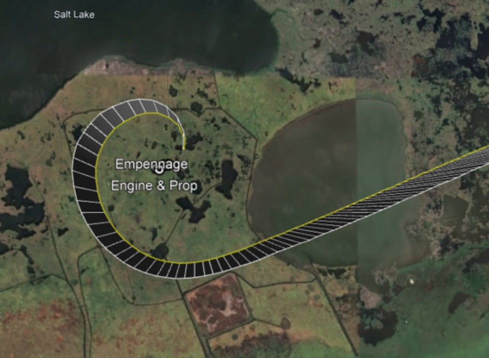 Automatic Dependent Surveillance-Broadcast (ADS-B) track and wreckage site.
